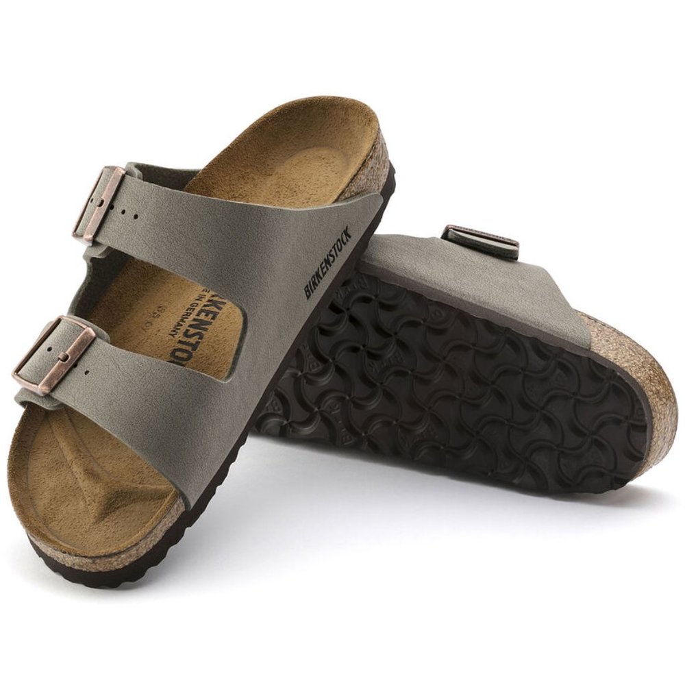 NEW Birkenstock Arizona Birko-Flor® Birkibuc sandals in Stone gray EU 38 regular
